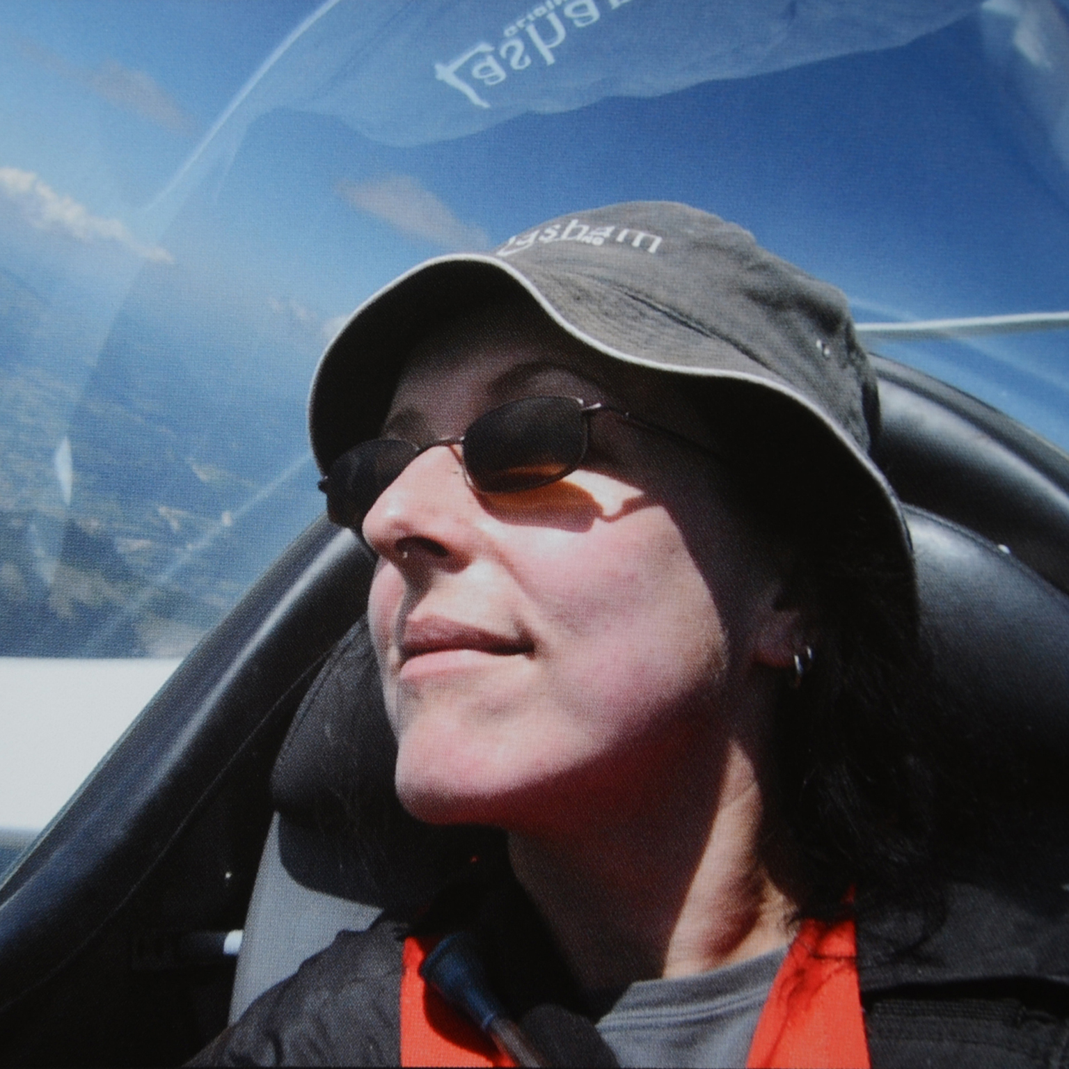 Selfie of Sarah in her glider